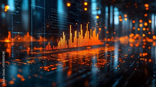 Futuristic financial data analytics and market visualization