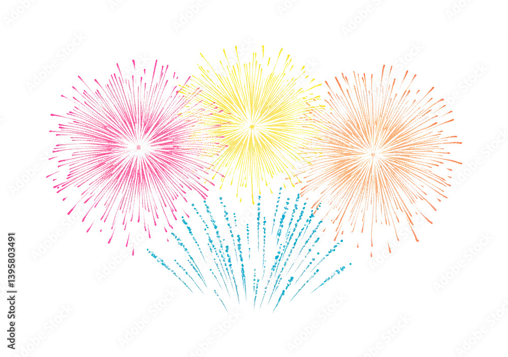 Obraz premium Vibrant fireworks isolated on transparent background