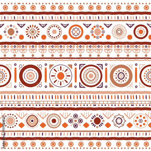 Ethnic seamless in native style. Vector pattern with African art decoration tribal geometric shape symbols. Folk background vector. Tent boarder backdrop. Abstract Aztec line motif