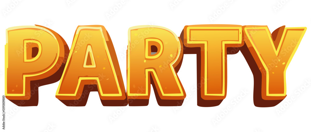 3d render old 80s Party Text Vector Art design