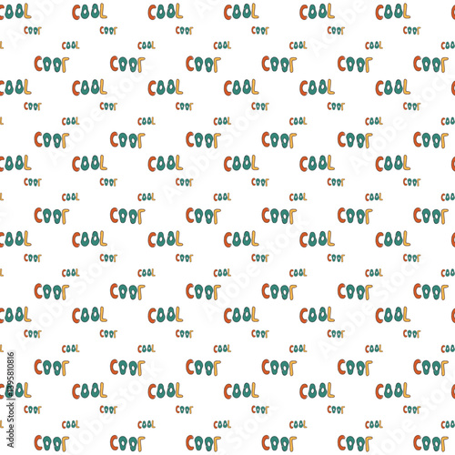Seamless Pattern of Playful Cool Text With Vibrant Colors on White Background