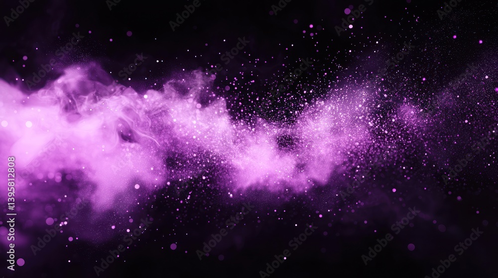 Naklejka premium Purple smoke swirls, dark background, cosmic effect, design element
