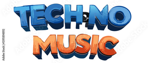 Obraz na płótnie 3d render old 80s Techno Music Text Vector Art design w salonie