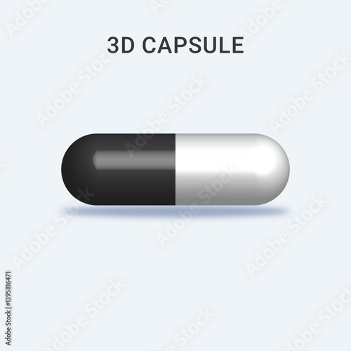 3d Capsule Black and white