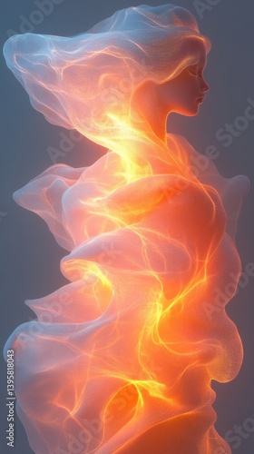 Ethereal Waves of Luminous Colors: Artistic Orange and Purple Fluid Design