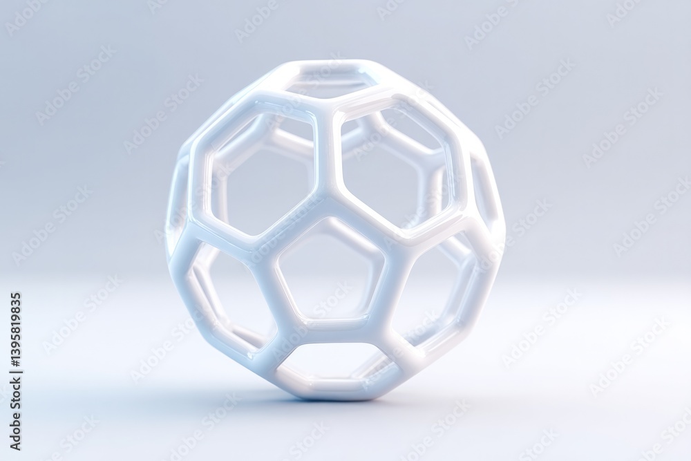 Fototapeta premium futuristic 3d-illustrated floating geometric object hovers against blank neutral background