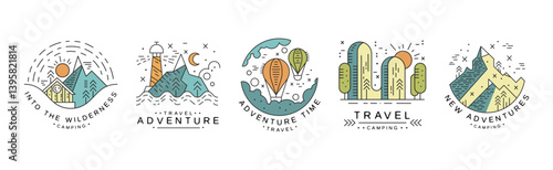 Time To Travel For New Adventure Logo and Label Design Vector Set