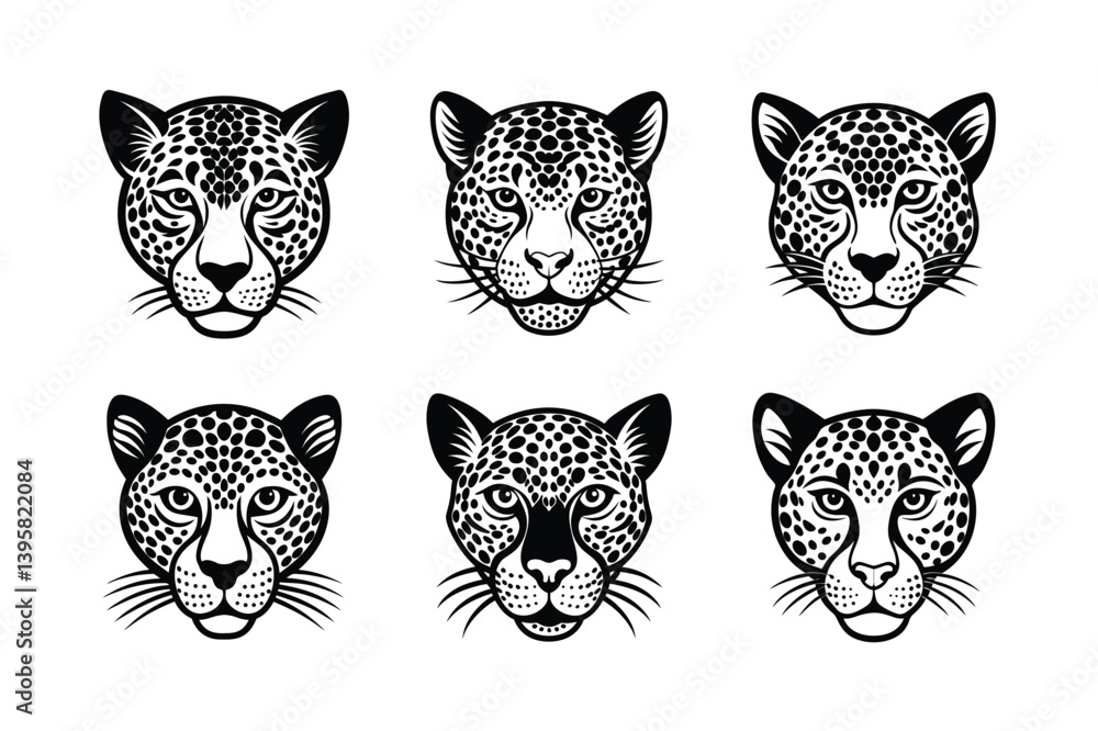 Fototapeta premium leopard cheetah head vector art silhouette