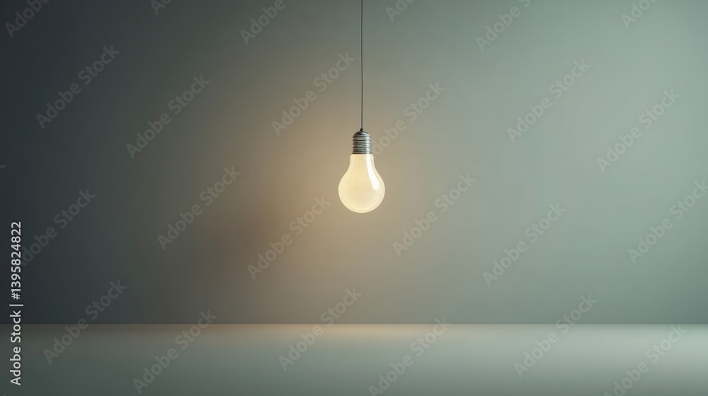 lone lightbulb suspended in spacious uncluttered room symbolizes spark of creative thought lone lightbulb suspended in spacious uncluttered room symbolizes spark of creative thought