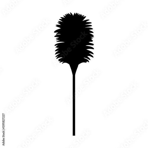 Vector silhouette of a fluffy brush plant on a transparent background for graphic design with copy space