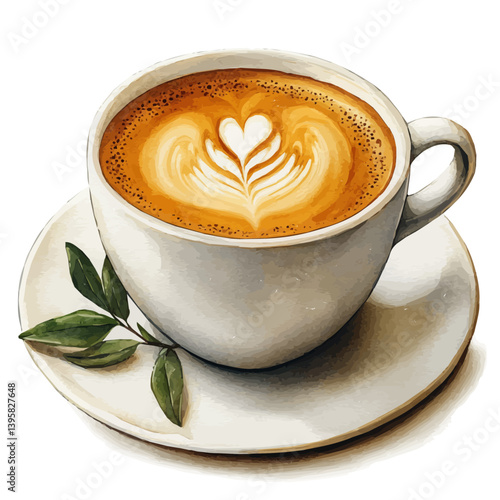 Flat White, watercolor illustration, isolated on a white background.

