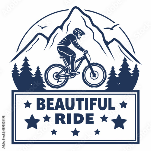 Mountain Biking Adventure With Beautiful Ride Graphic Design Template In Vector Format