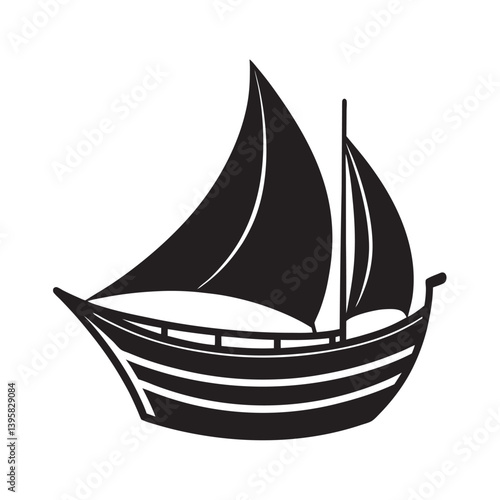 Traditional Dhow Boat Silhouette for Nautical Illustrations