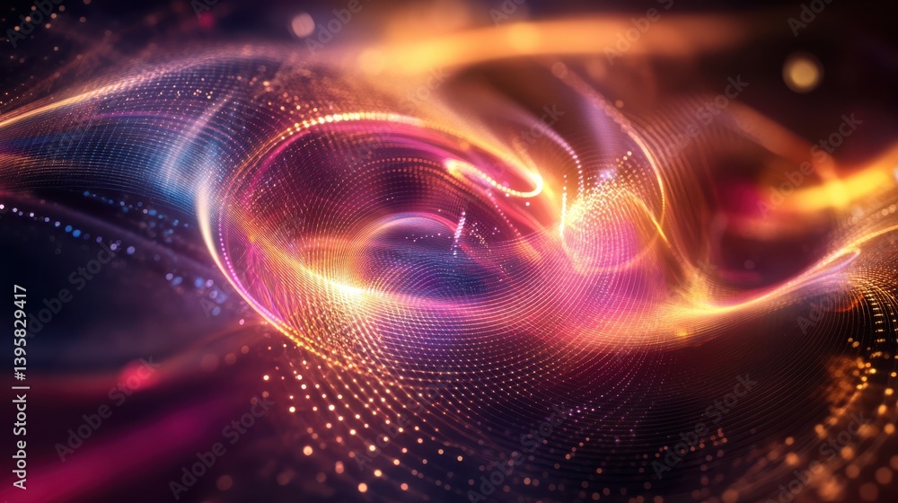 Abstract Glowing Qubits Forming Intricate Holograph Abstract Glowing Qubits Forming Intricate Holograph