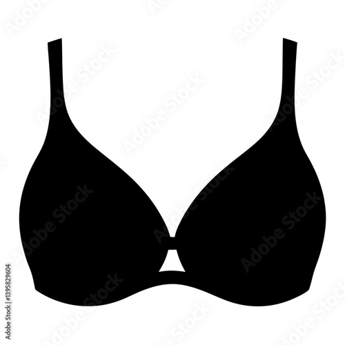 A Simple Black Silhouette of a Womens Bra Undergarment