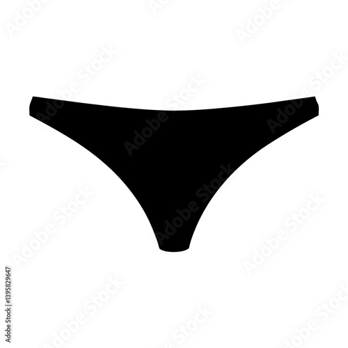Simple Black Silhouette of Womens Underwear Thong Panties