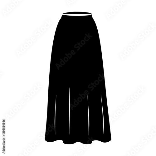 A Black Maxi Skirt Fashion Design Illustration for Women's Clothing