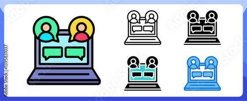 Virtual Meeting, Hybrid Work Multi Style Design Vector Concept