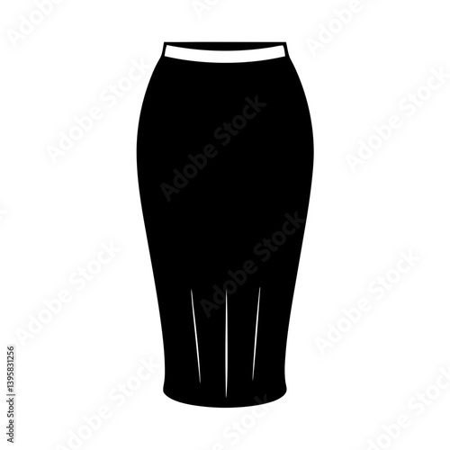 A Black and White Illustration of a Women's Pencil Skirt Fashion Design
