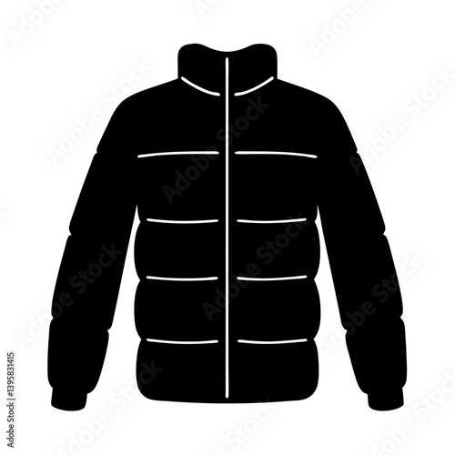 Black Puffer Jacket Icon Winter Fashion Apparel Design Element