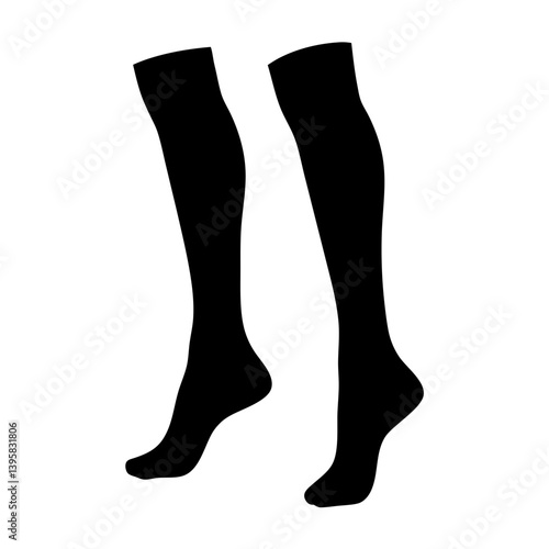 A Pair of Black Silhouettes of Legs Wearing Knee High Socks