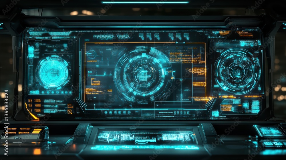 Holographic Quantum Interface Glowing with Intricate Details Holographic Quantum Interface Glowing with Intricate Details