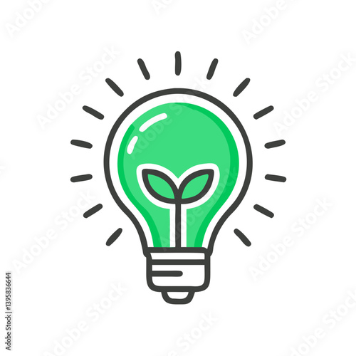 Eco-friendly light bulb glowing with a plant inside  