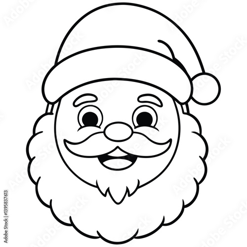 cartoon santa claus face illustration of a crazy vector character with a smile coloring pages