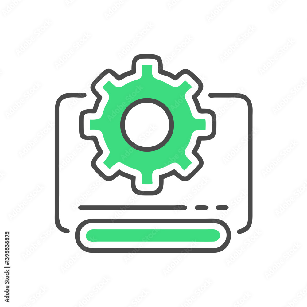 Eco-Friendly Settings Icon with Gear and Progress Bar Eco-Friendly Settings Icon with Gear and Progress Bar