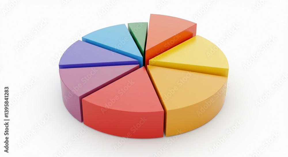 Obraz premium 3D business pie chart growth icon with a red arrow