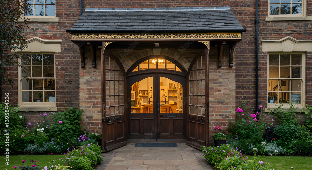 Fototapeta premium Victorian Carriage House Converted Into a Studio With Arched Doors