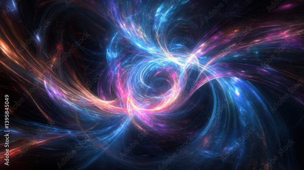 Obraz premium Futuristic Quantum System Illuminated by Swirling H