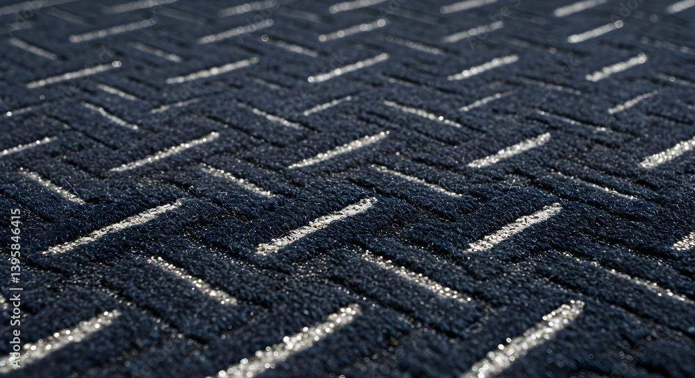 Obraz premium Navy and Silver Herringbone Pattern Runner For Modern Interior Design