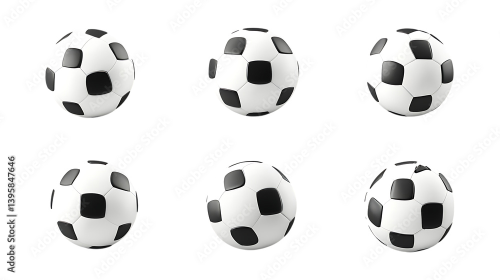Pack Soccer Ball Set in Different Poses Against Transparent Background for Sports, Athletic Events, or Game Illustrations Pack Soccer Ball Set in Different Poses Against Transparent Background for Sports, Athletic Events, or Game Illustrations