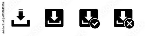Download icons set. Download files button symbol. Vector illustration.