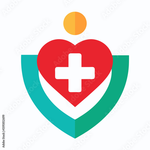 A heart and cross health icon on white background
