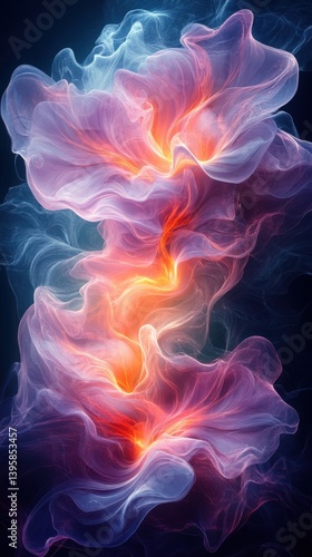 Vibrant Abstract Nebula Art: Colorful and Surreal Digital Wave Patterns