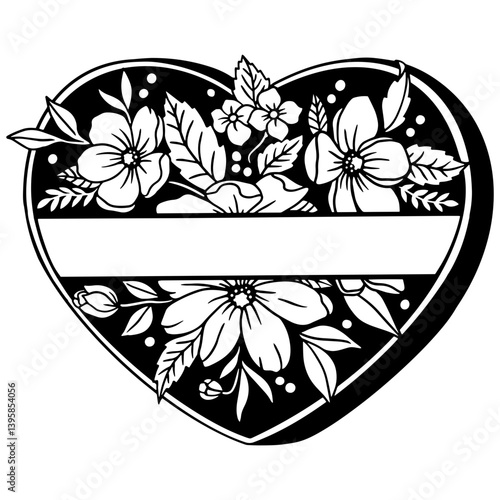 Elegant hand-drawn floral bouquet in black and white. Flowers design 