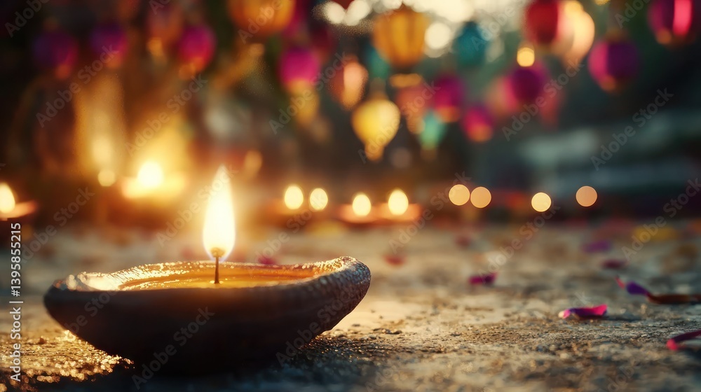 Candlelight Festival Floating lanterns, serene scene Candlelight Festival Floating lanterns, serene scene