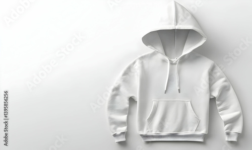 Wallpaper Mural White hoodie on a minimalist background showcasing its design and texture for fashion use Torontodigital.ca