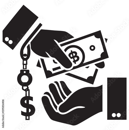 The concept of a bribe or payment. Cartoon flat style. bribe is given in the hands
