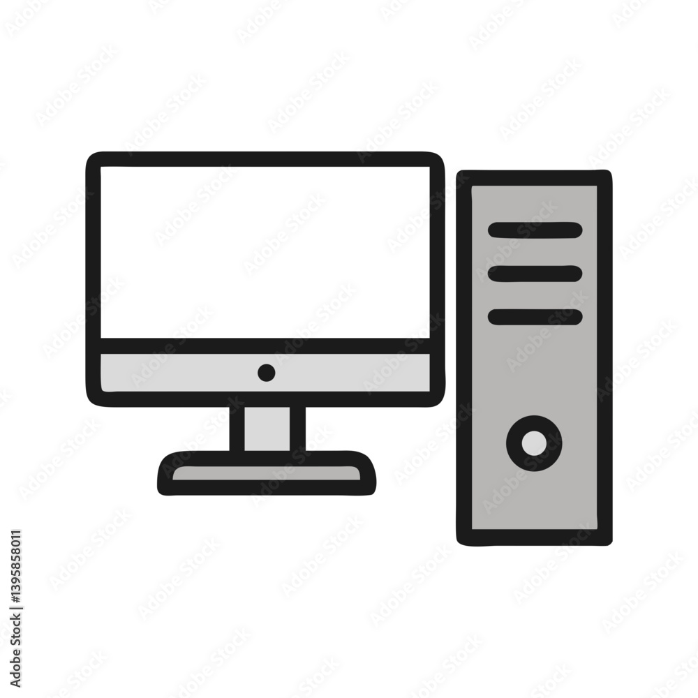 Desktop Tower Monitor Display Setup Icon Design Desktop Tower Monitor Display Setup Icon Design
