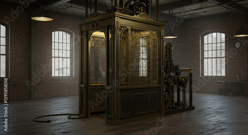 Vintage Elevator Cage Retrofitted With Modern Mechanics in a Loft Space