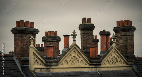Victorian Era Roofscape Featuring Ornate Cresting And Chimney Pots