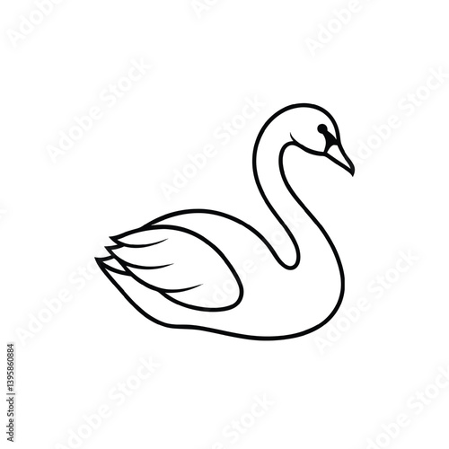 swan line art vector Illustrator 