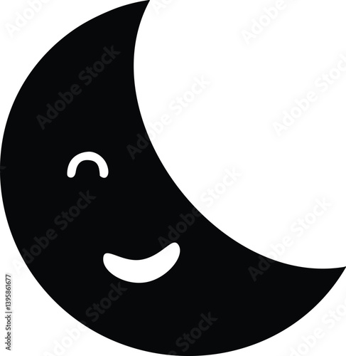 waning moon smile with star