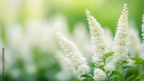 Serene White Flowers in a Lush Green Garden