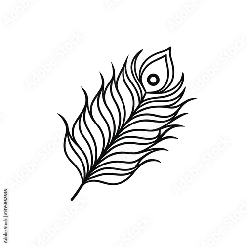 feather black and white line art vector Illustrator 