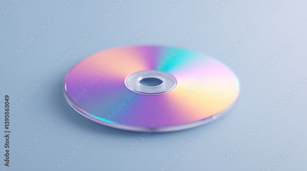 single compact disc adorned with abstract geometric patterns and vibrant colors lies centered against soft blurred single compact disc adorned with abstract geometric patterns and vibrant colors lies centered against soft blurred