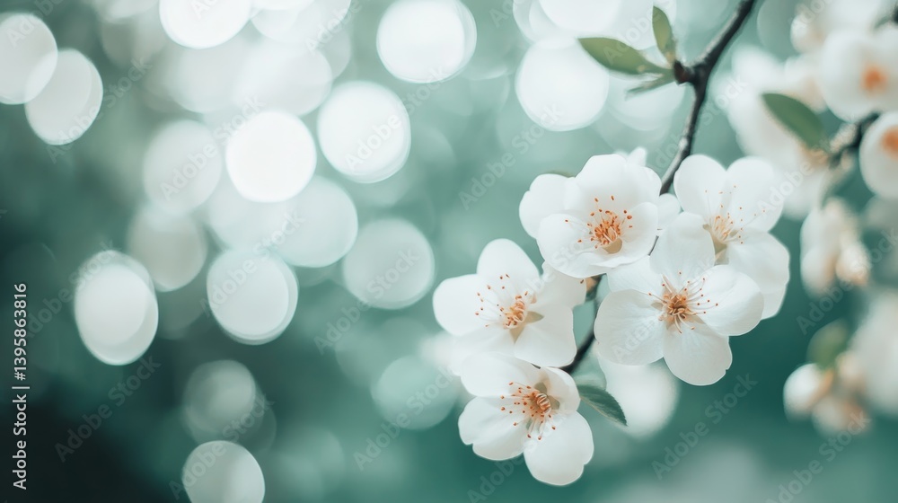 Fototapeta premium Serene Spring Blossoms: A Delicate Bouquet of White Flowers